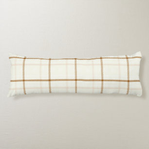 Gingham plaid neutral brown ivory pastel colour body cushion