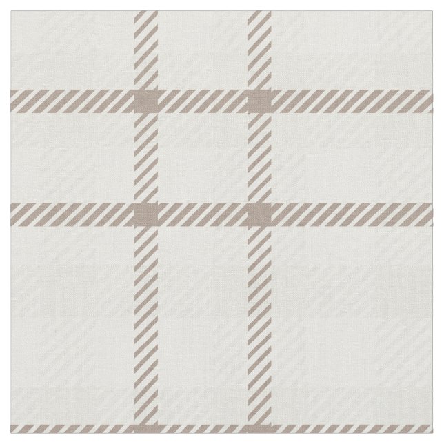Gingham plaid neutral coffee latte stripes  fabric (Close Up)