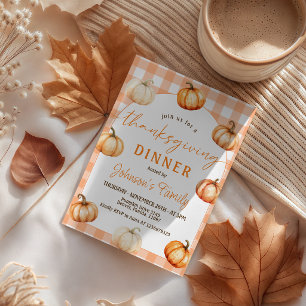 Gingham Pumpkin Thanksgiving Invitation