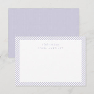 Gingham purple personalised children's stationery