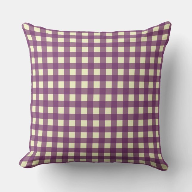 GINGHAM - PURPLE & WHITE CUSHION (Front)