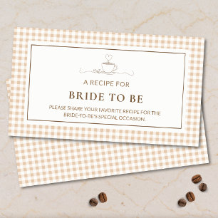 Gingham Recipe For Bride Love is Brewing Coffee Enclosure Card