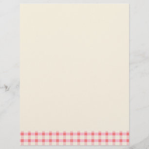 Gingham Recipes Blush Pink Check Cute Feminine Custom Letterhead