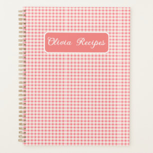 Gingham Recipes Blush Pink Check Cute Feminine Planner