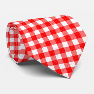 Gingham Red and White Pattern Neck Tie
