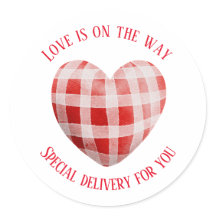 Gingham Red Heart 'Love is on the way'