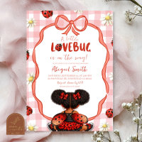 Gingham Red Ladybug Baby Shower Invitation