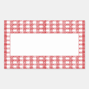 Gingham red white blank lace grid vintage plaid rectangular sticker