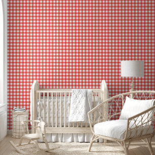 Gingham Red White Wallpaper