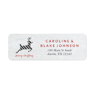 Gingham Reindeer Christmas Return Address Label