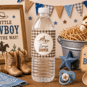 Gingham Rodeo Baby Shower Water Bottle Labels