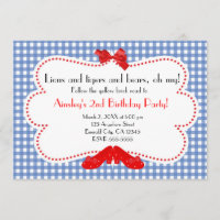 Gingham Ruby Slippers Wizard of Oz Invitation