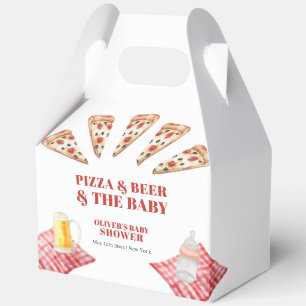 Gingham Rustic Modern Pizza Beers Baby Shower Favour Box