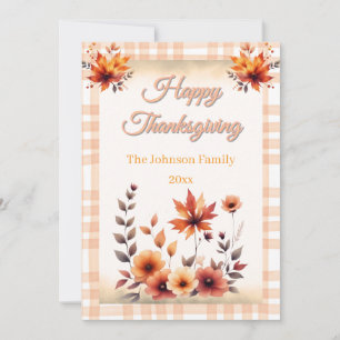Gingham Rustic Vintage Thanksgiving Greeting Card