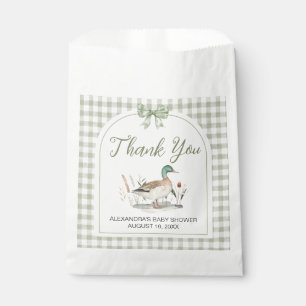 Gingham Sage Green Mallard Duck Baby Shower Favour Bags