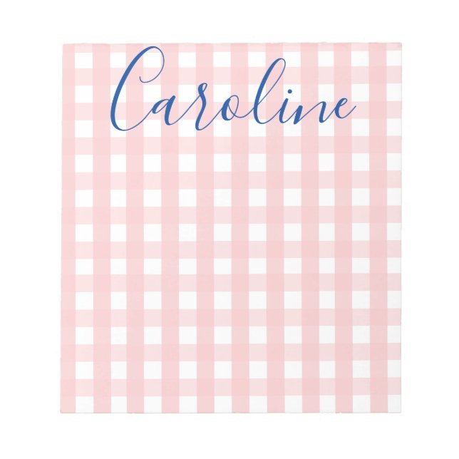 Gingham & Script Personalised Notepad (Front)