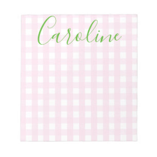 Gingham & Script Personalised Notepad