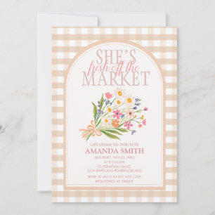 Gingham She’s Fresh Off the Market Bridal Shower Invitation