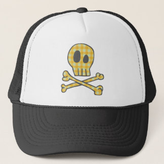 Gingham Skull & Bones - Yellow Trucker Hat
