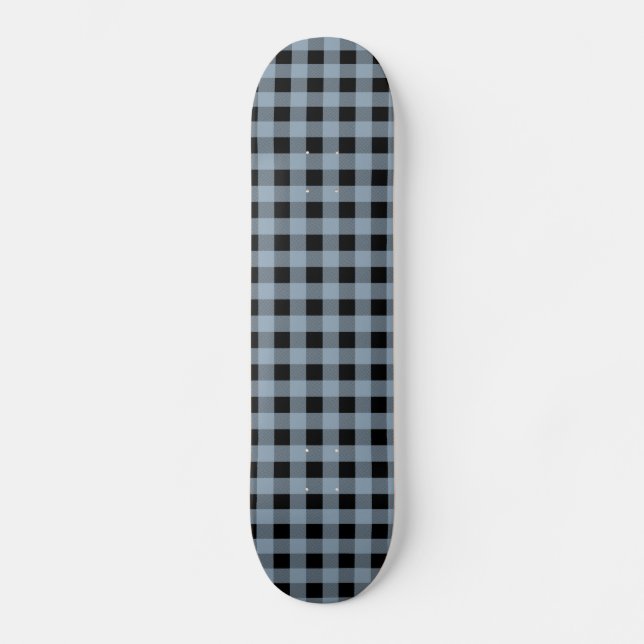 Gingham Slate and Black Skateboard (Front)
