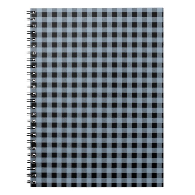 Gingham Slate and Black Spiral Notebook (Front)