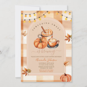 Gingham Something Sweet Is Brewing Baby Shower Invitation