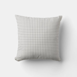 Gingham Square Throw Pillow-Grey and White Cushion