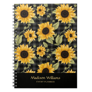 Gingham Sunflowers Pattern Notebook