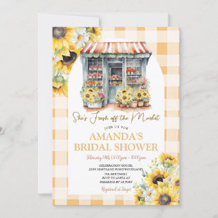 Gingham Sunflowers She's Off The Market Bridal Invitation