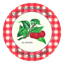 Gingham Sweet Cherry Handmade Soap Label