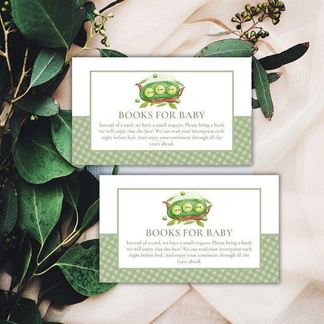 Gingham Sweet Pea In Pod Books For Baby Shower Enclosure Card (Gingham Sweet Pea In Pod Books For Baby Shower Enclosure Card)
