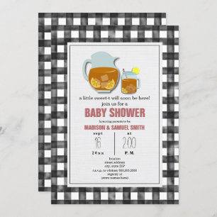Gingham Sweet Tea Lemons Neutral Baby Shower Invitation