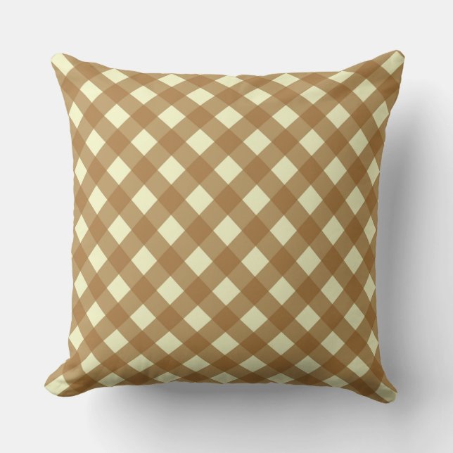GINGHAM - TAN & CREAM CUSHION (Front)