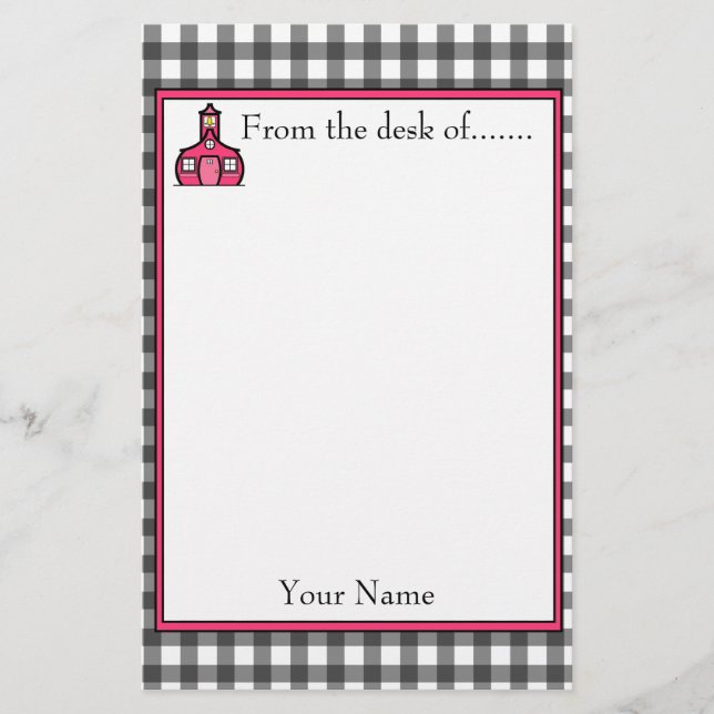 Gingham Teacher Stationery (Front)