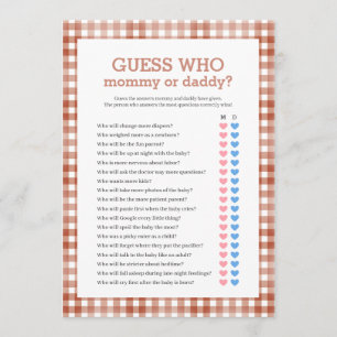 Gingham Watercolor Baby Shower Games Card