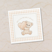 Gingham We Can Bearly Wait Baby Shower Napkins