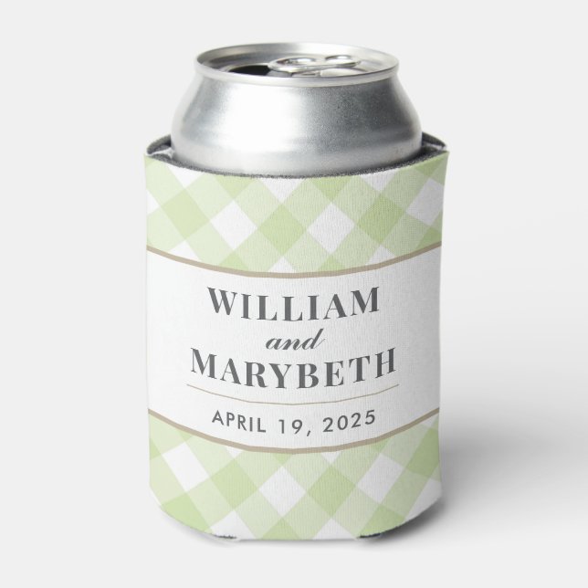 Gingham Wedding Can Cooler (Can Front)