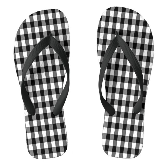 Gingham Wide Strap Flip Flops (Footbed)