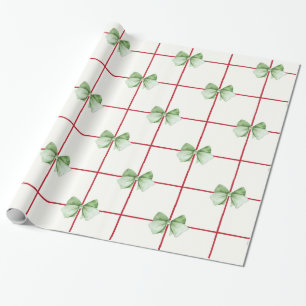 Gingham with Bows Christmas Wrapping Paper