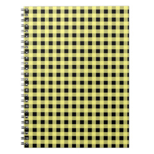 Gingham Yellow and Black Spiral Notebook