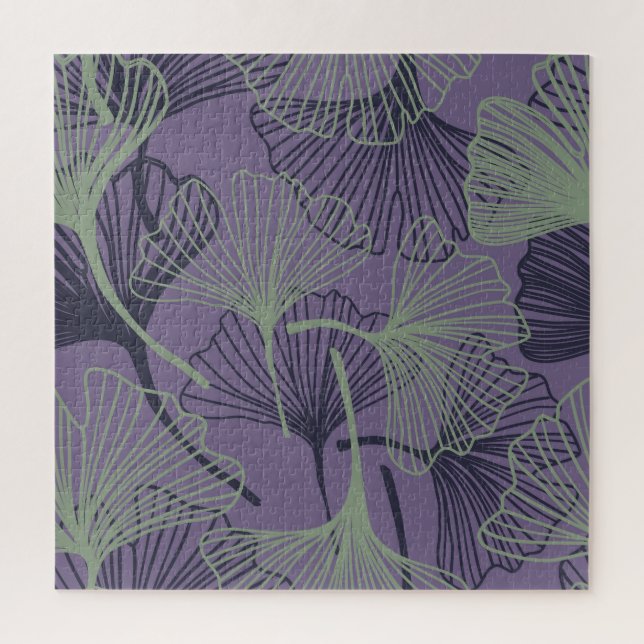 Gingko biloba: abstract vintage pattern. jigsaw puzzle (Vertical)