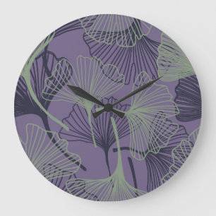 Gingko biloba: abstract vintage pattern. large clock
