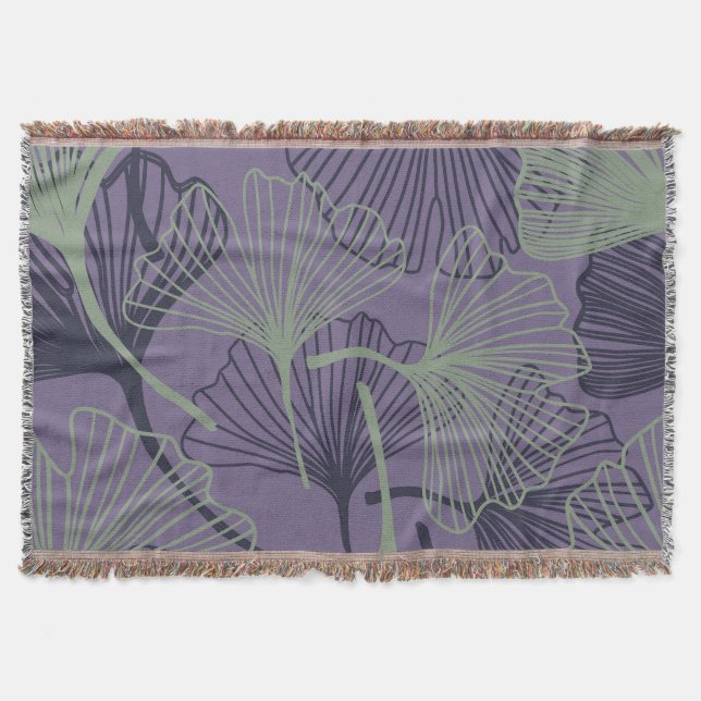 Gingko biloba: abstract vintage pattern. throw blanket (Front)