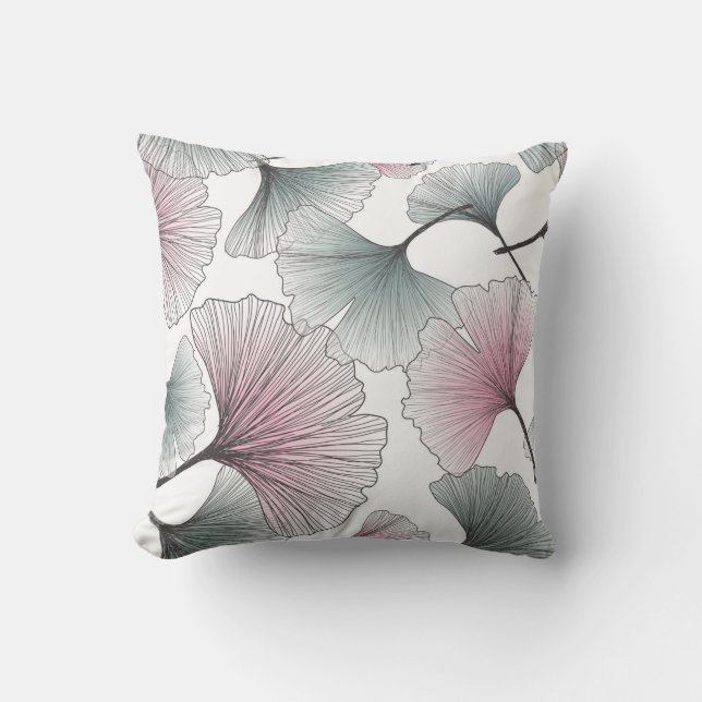 Gingko biloba hand-drawn. cushion (Front)