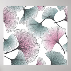 Gingko biloba hand-drawn. poster