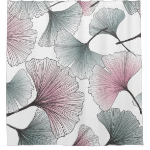 Gingko biloba hand-drawn. shower curtain