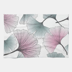 Gingko biloba hand-drawn. tea towel