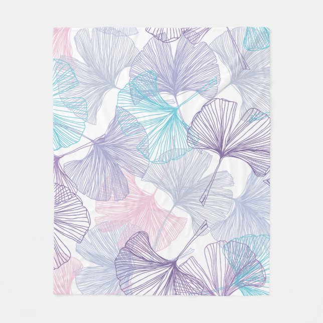 Gingko Biloba Rose Quartz Pattern Fleece Blanket (Front)
