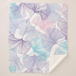 Gingko Biloba Rose Quartz Pattern Sherpa Blanket