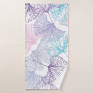 Gingko biloba seamless background pattern. Purple, Bath Towel